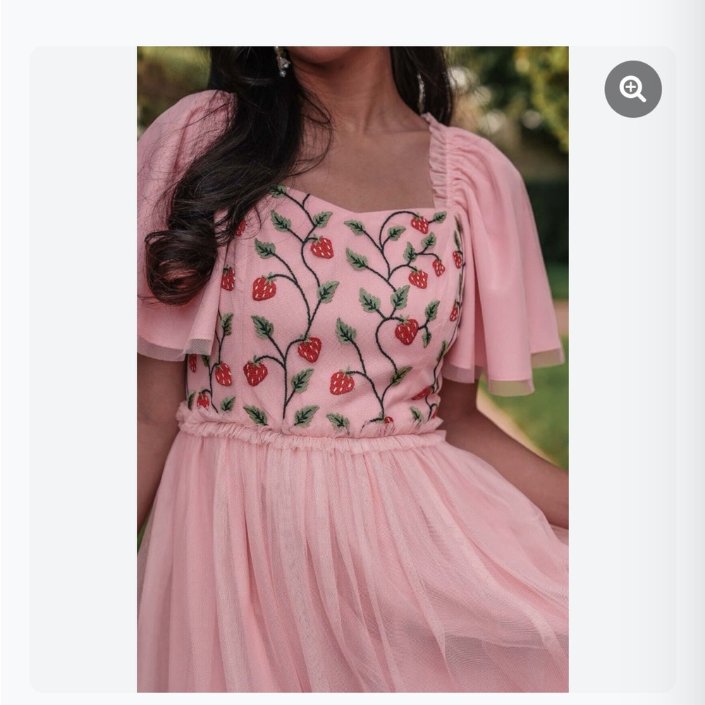 Pink Dress with Strawberry Embroidery - Picture 3 of 4